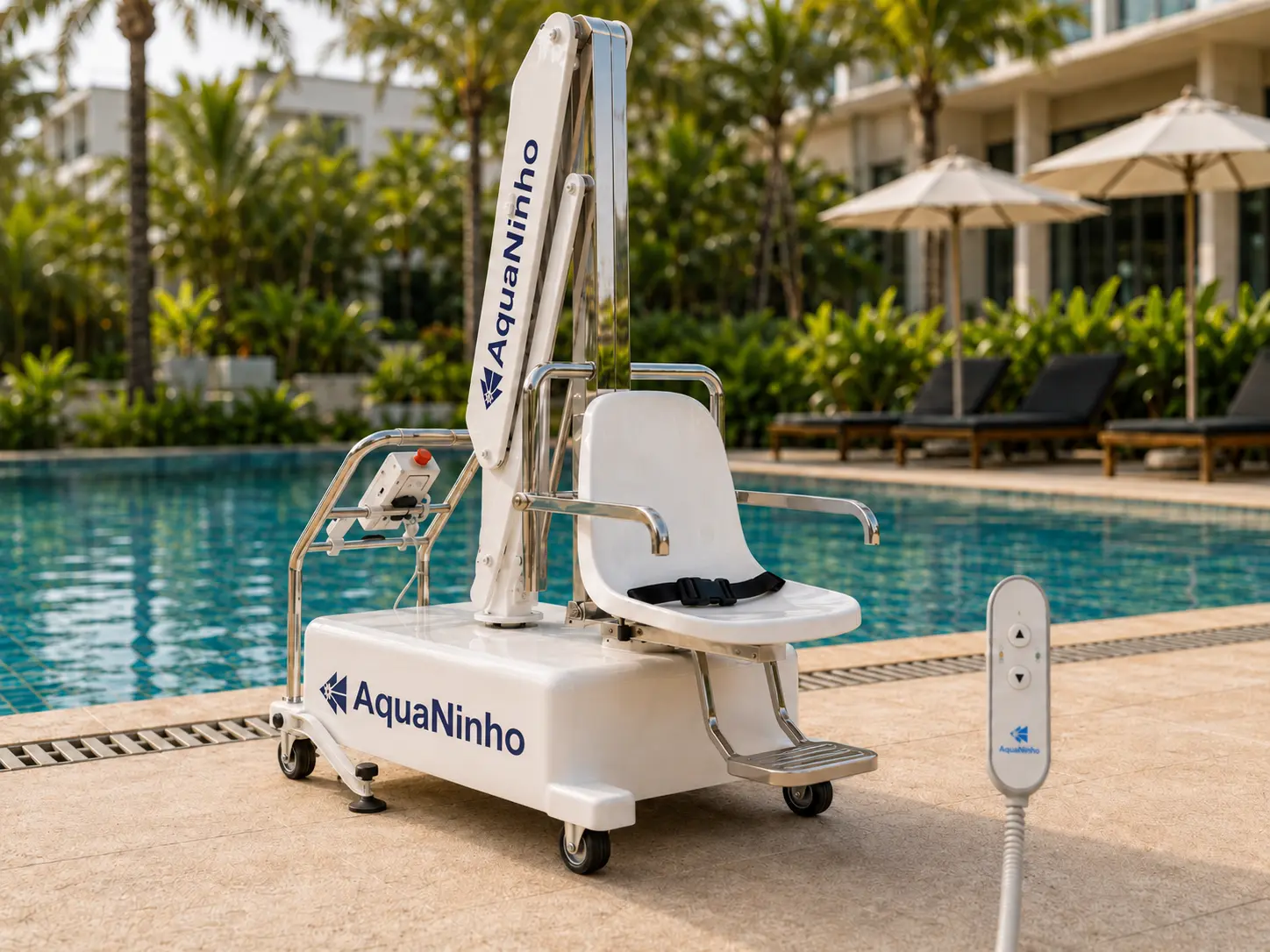 AquaNinho Móvel em ambiente de piscina de uso coletivo